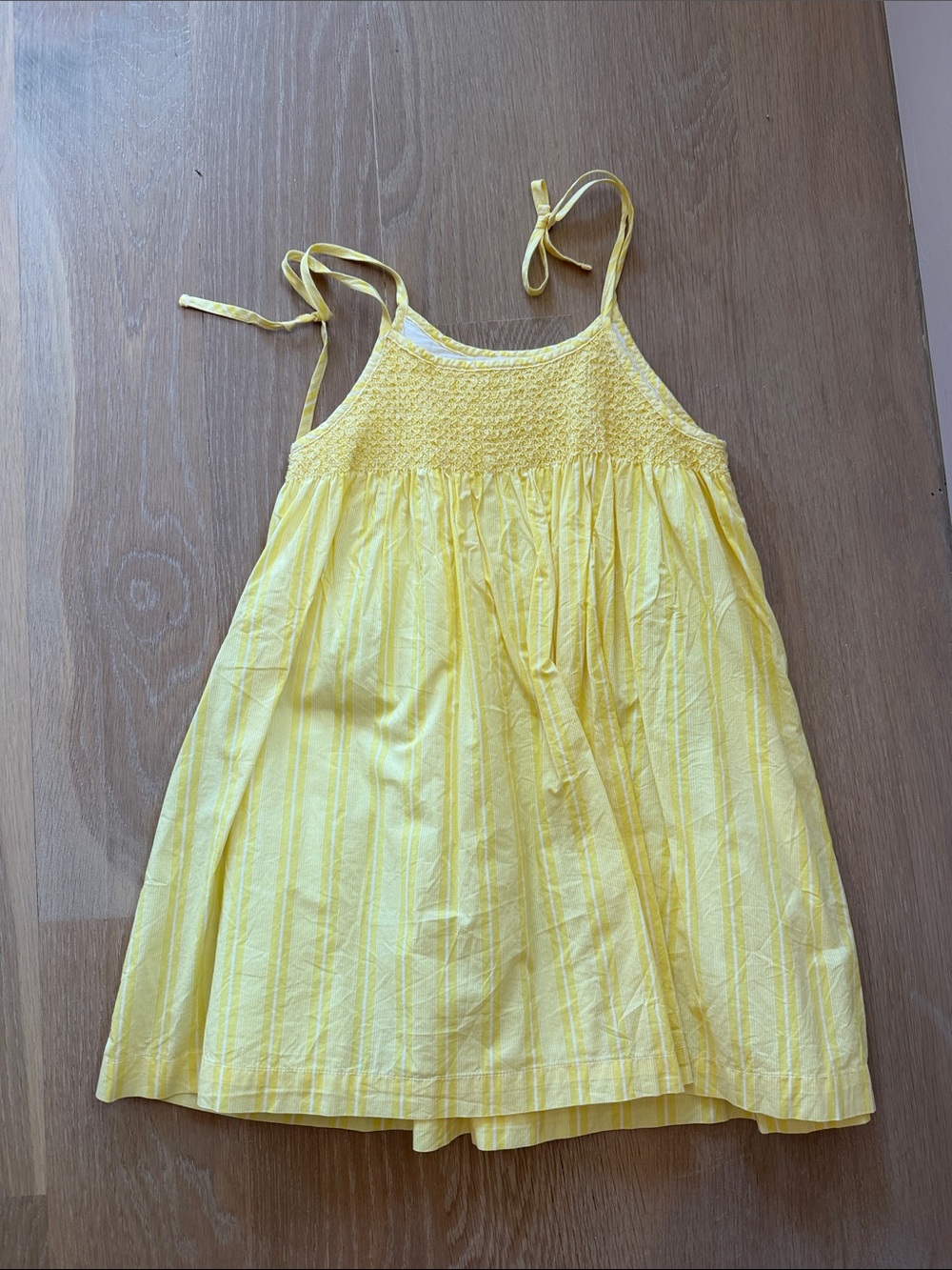 Minnow Smocked Yellow Girls Sundress Tank Top with Tie Straps